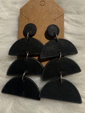 Chico's Black Leather Dangly Earrings